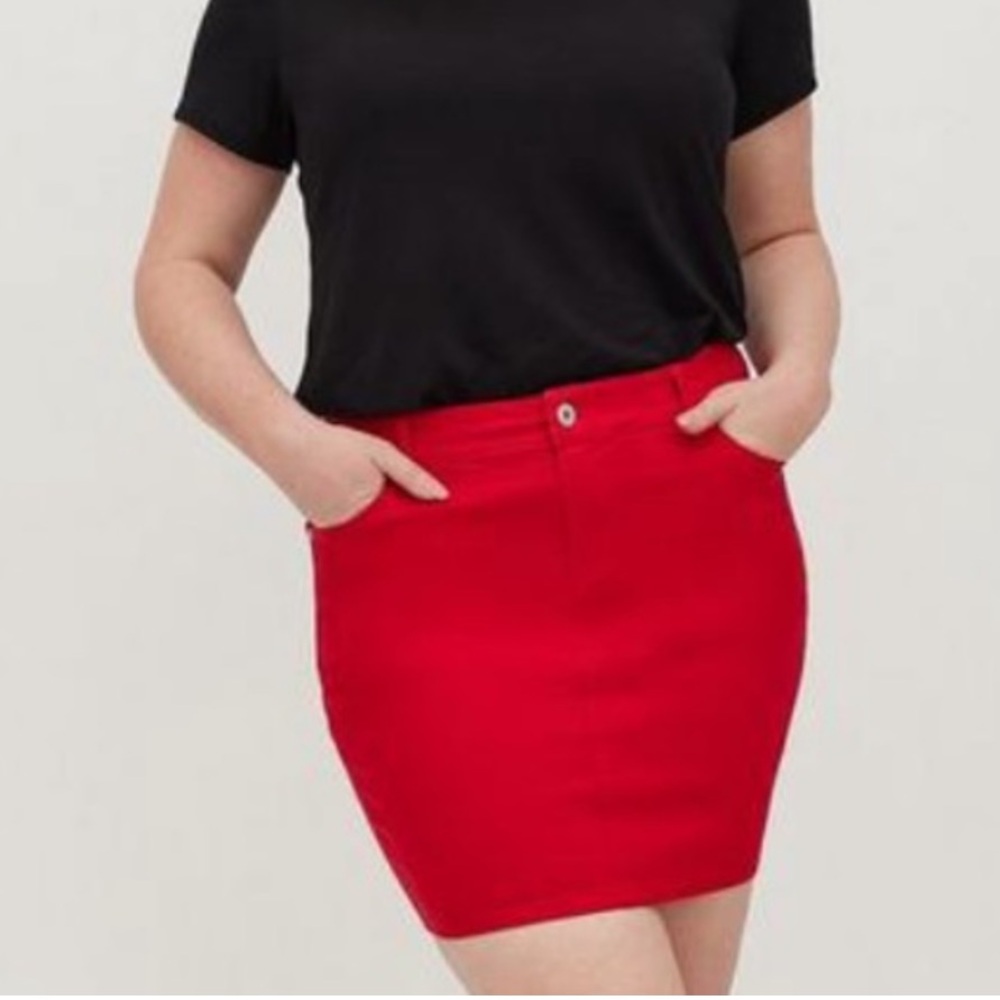 Torrid Bold Red Denim Skirt with Pockets